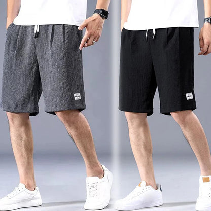 Lce Silk Shorts Men's Thin Sports Cropped Pants Loose Straight Leg Cool Breathable New Fashion Trend Casual XL-XXXL