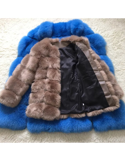 New Luxury Splicing Long Faux Fur Coat Women Thick Warm Winter Fashion Fluffy Faux Fur Jacket Coats for Women Outerwear