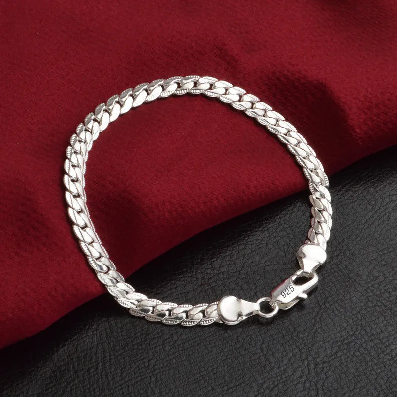 925 Sterling Silver Bracelet 6mm 18/20cm  Jewelry