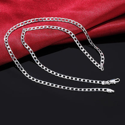 Men's 925 Sterling Silver Necklace 2/4/6/8/10/12MM 40-75cm Face Chain Necklace Lobster Clasp Men Women Engagement Jewelry Gifts