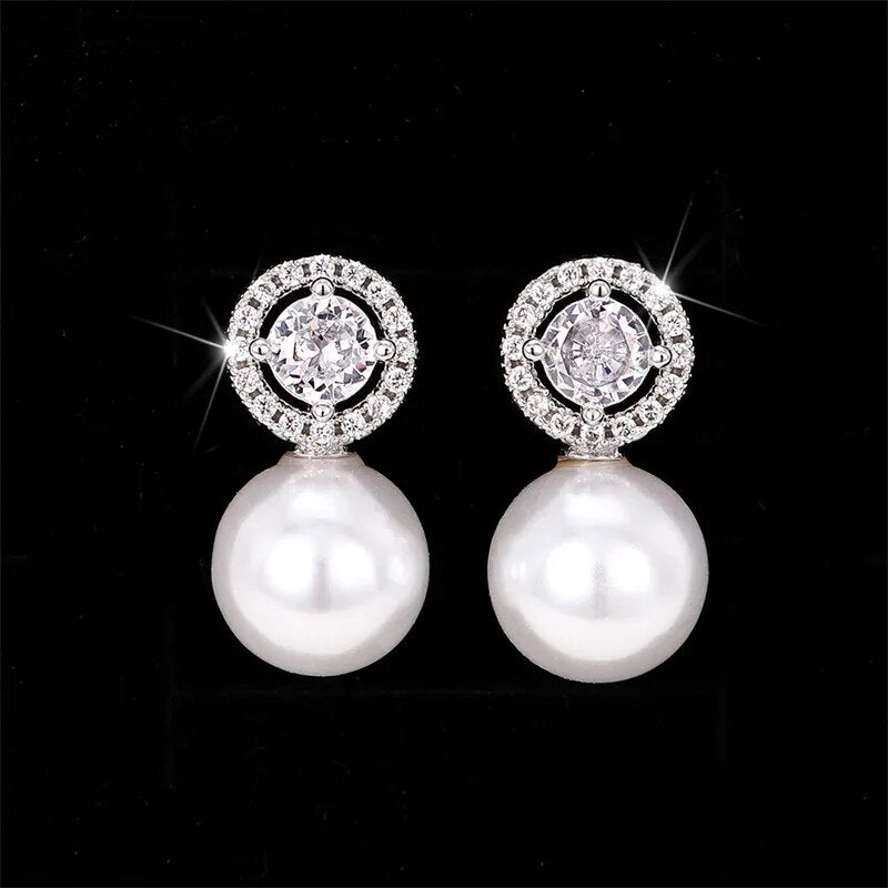 Huitan Delicate Imitation Pearl Earrings Bride Wedding Accessories Temperament Elegant Ear Earrings New Trendy Women Jewelry