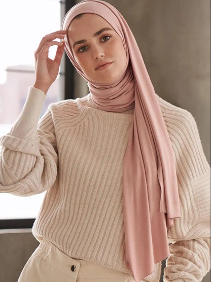 Modal Cotton Jersey Hijab Scarf För Muslimska Kvinnor Sjal Stretchig Enkel Vanlig Hijab Halsduk Halsduk Afrikansk Kvinna Turban Ramadan