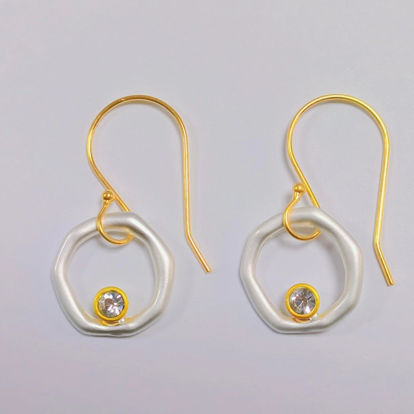 Irregular Circles Eardrops Rhinestone Sweet