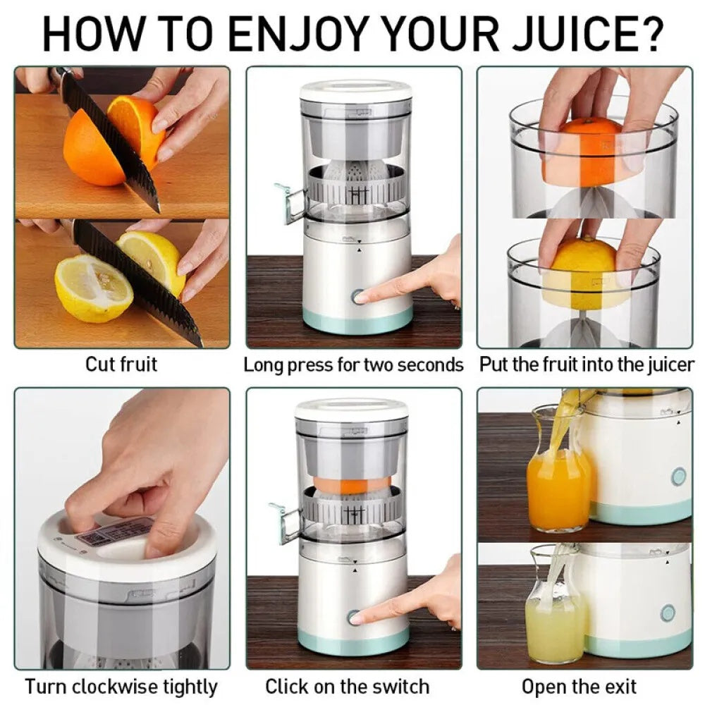 Elektrisk Citrus Juicer Juice Squeezer Portable Press Machine Fruktextraktor UK