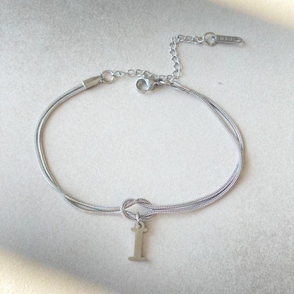 Nya bokstaven AZ kärleksknut armband för kvinnor par guldfärg läcker ormkedja berlockarmband rostfritt stål smycken present alla hjärtans dag presenter