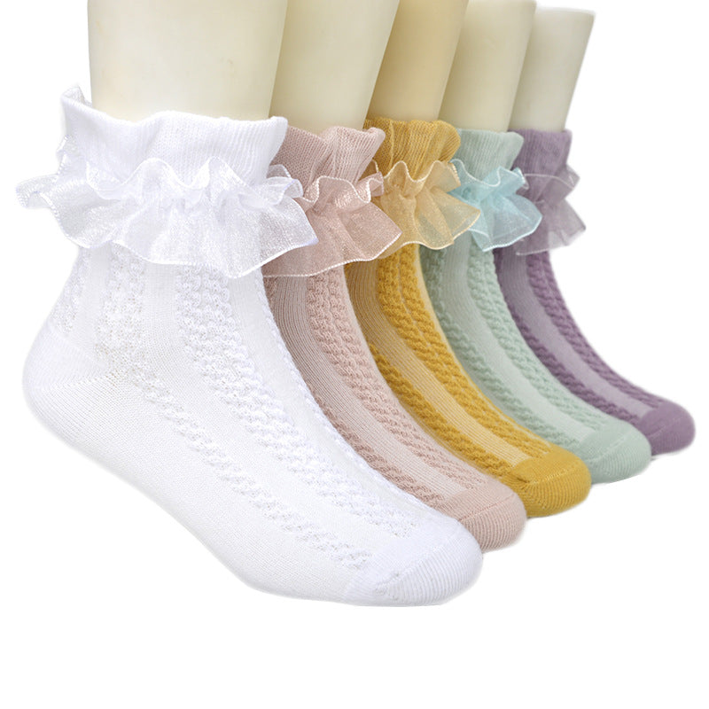 Mesh Princess Baby White Latin Dance Kids Lace Socks