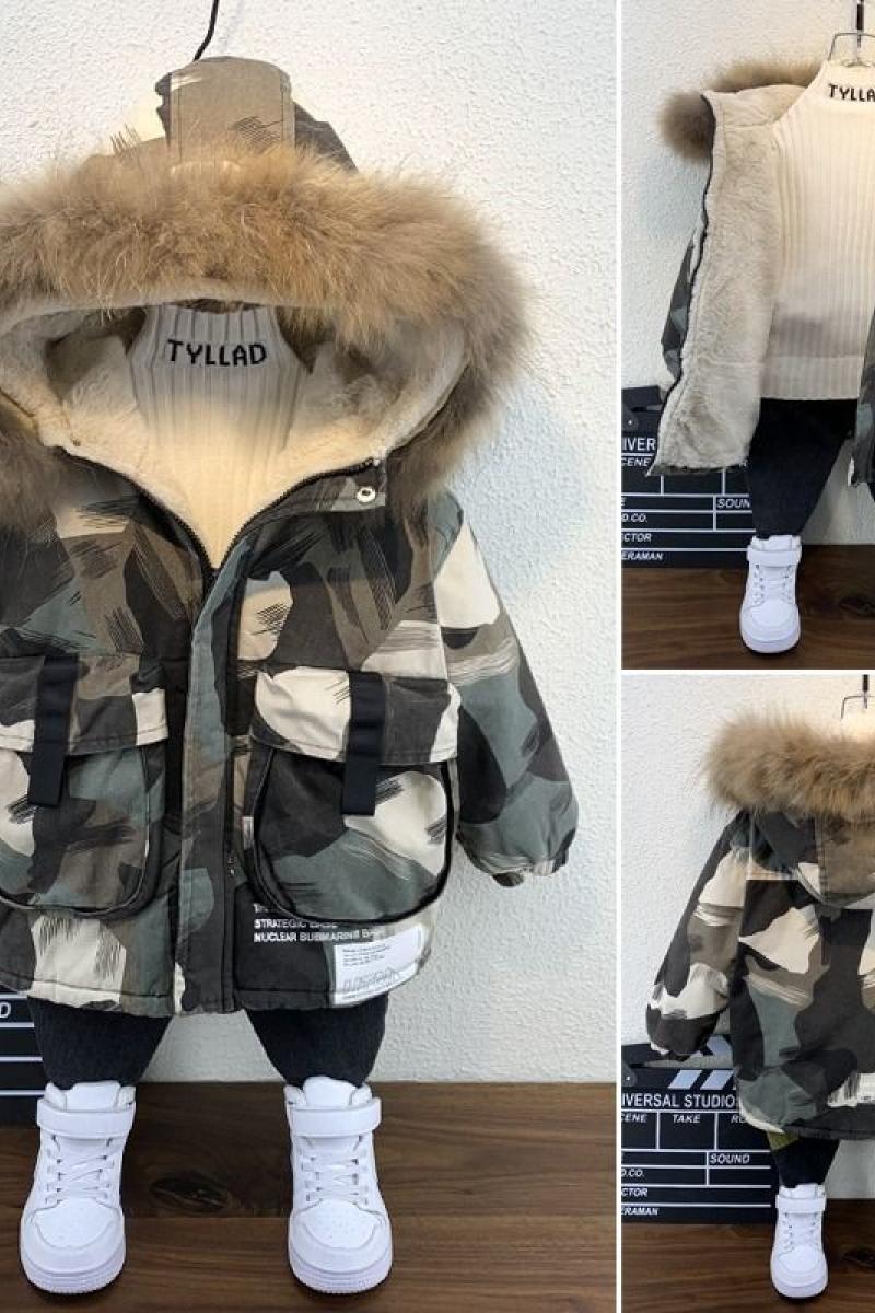 Pojke Utländsk stil Baby Vinter Camouflage Vadderad jacka