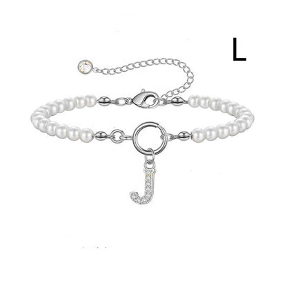 2024 Nytt Mode Toggle Lock Initial Armband Kvinnor AZ Bokstav Hänge 6mm Pärlarmband För Kvinnor Smycken Gåva