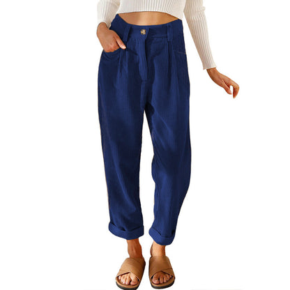 Baggy Corduroy Straight Pants Oversized Spodnie Elegant Trousers New Broek Women Causal Spring Fall High Wasit Pantalones