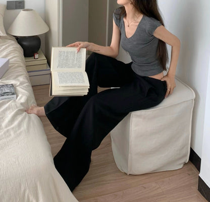 Black Hot Girl Low Waist Suit Pants For Women