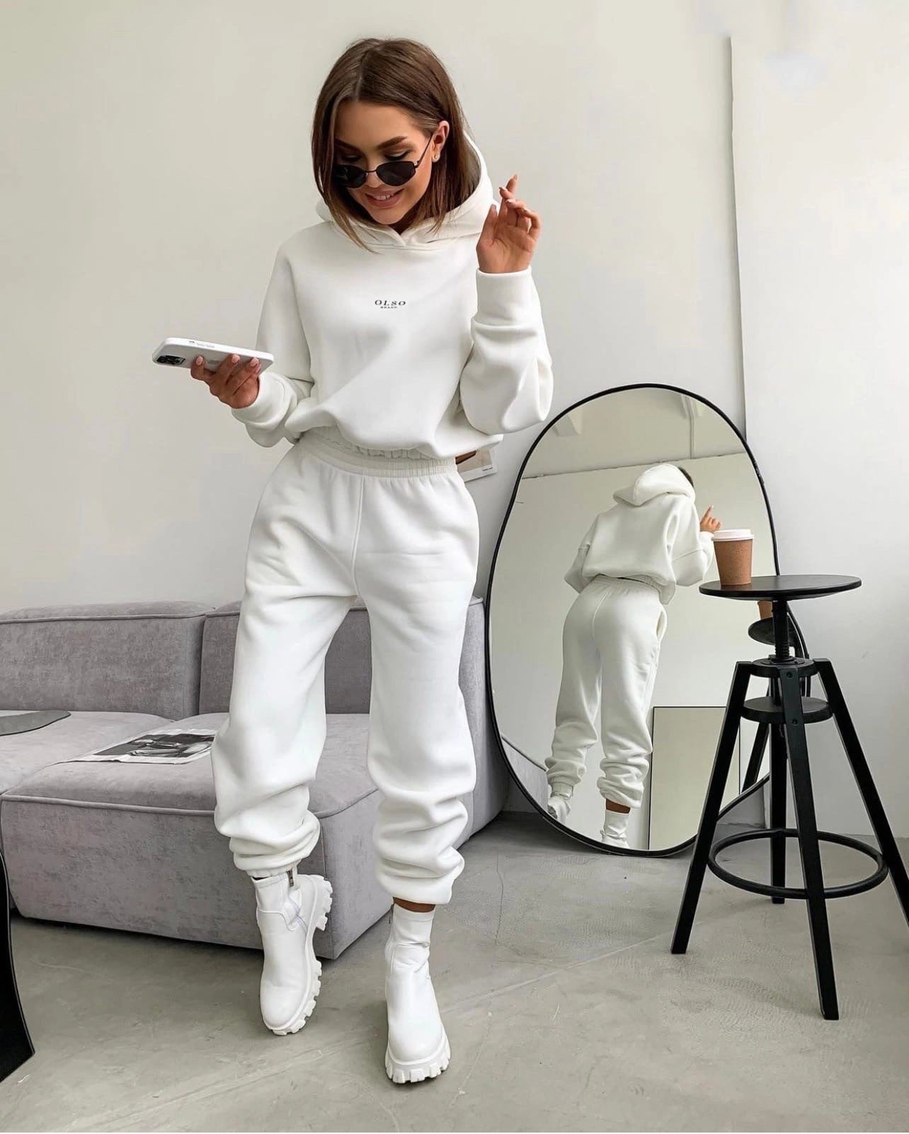 Women's Knitted Fleece Casual Suit Two-piece Set