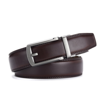 Men's Automatic Buckle Pure Cowhide Pant Belt - Authentic Sophistication