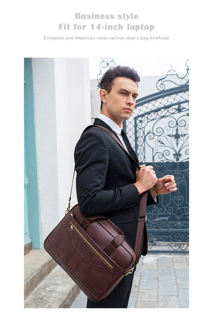 Sac à main de bureau d'affaires Vintage, porte-documents en cuir véritable pour hommes