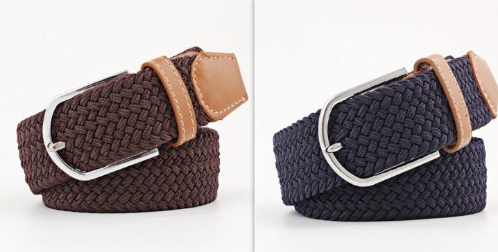 Women's Canvas Student Casual Stretch Braided Needle Buckle Belt - Youthful Confidence