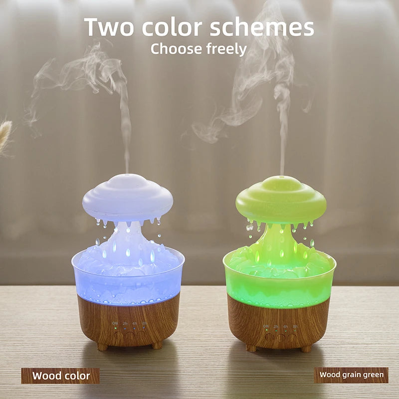 Humidificateur de veilleuse nuage de pluie avec son de goutte d'eau de pluie et diffuseur d'huile essentielle de lumière LED 7 couleurs aromathérapie