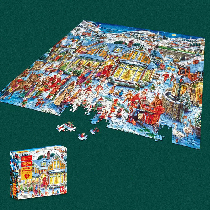 Puzzle de décompression de 1000 pièces, assemblage de papier du père noël de noël pour adultes et enfants