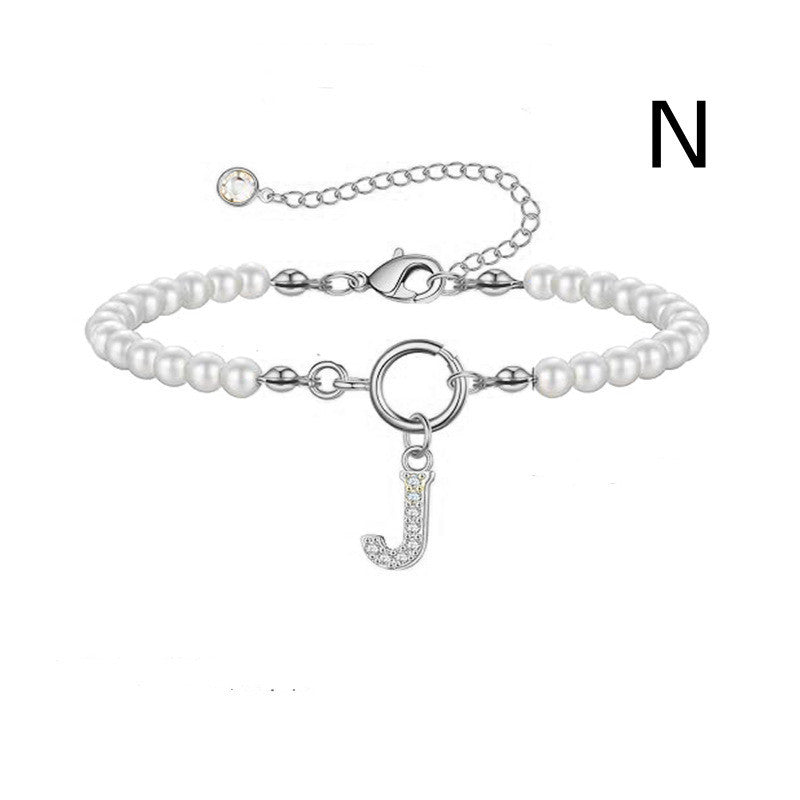 2024 Nytt Mode Toggle Lock Initial Armband Kvinnor AZ Bokstav Hänge 6mm Pärlarmband För Kvinnor Smycken Gåva