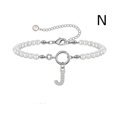 2024 Nytt Mode Toggle Lock Initial Armband Kvinnor AZ Bokstav Hänge 6mm Pärlarmband För Kvinnor Smycken Gåva