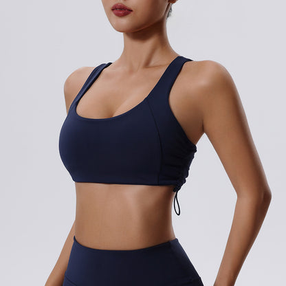 High Strength Sports Shockproof Yoga Vest Running Training Drawstring Workout Bra Women