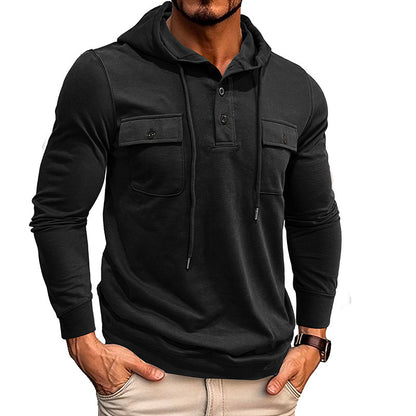 Men's Sweater Long-sleeved Sports Pocket Hooded Top