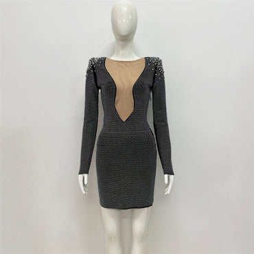 Sexy Rhinestone Bandage Dress - One-piece Cross Border Foreign Trade