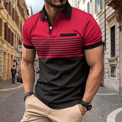 Men's Casual Striped Shirt With Chest Pocket