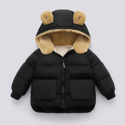 Children S Autumn And Winter Short Thick Hooded Warm Jacket