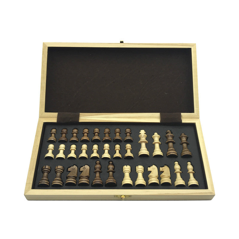 Holiday Entertainment: Magnetic Chess Wooden Wooden Checker Board Solid Wood Pieces Folding Chess Board High-end Puzzle Chess Game Entertainment