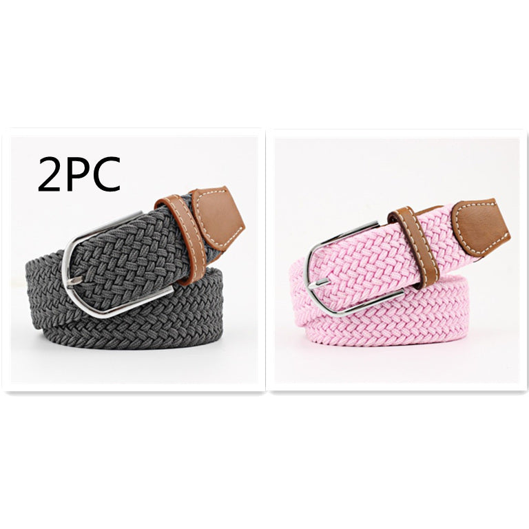 Women's Canvas Student Casual Stretch Braided Needle Buckle Belt - Youthful Confidence