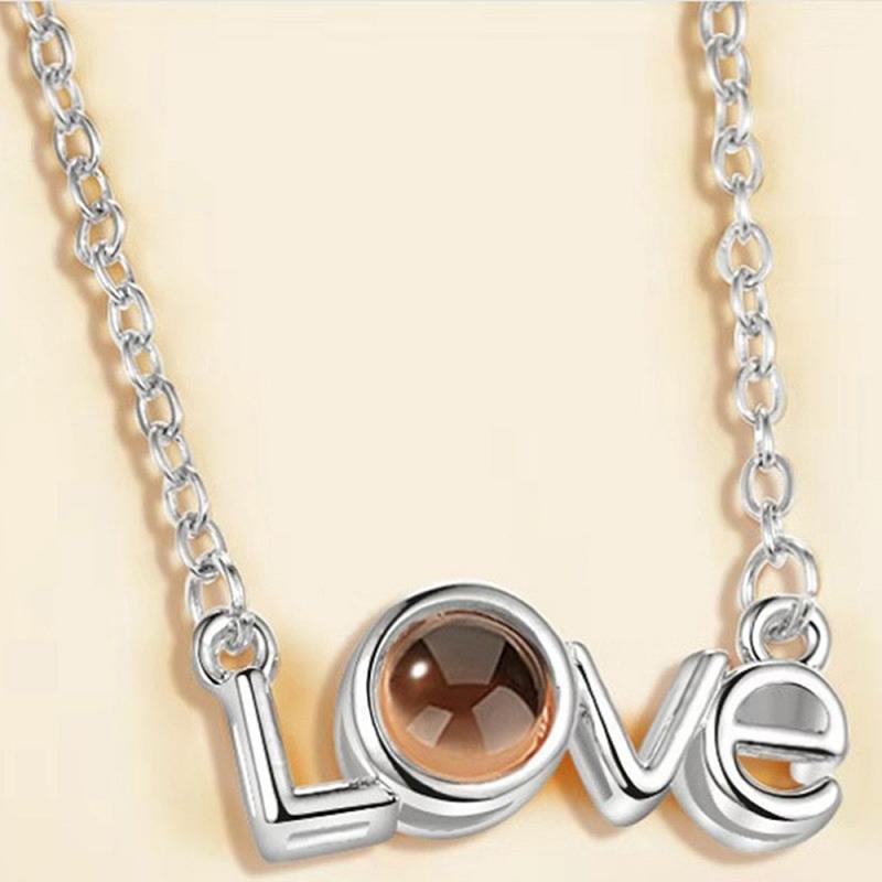 Mode 100 langues je t'aime Projection Couple pendentif rond romantique amour mémoire amoureux de mariage collier cadeaux 