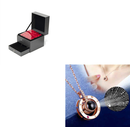 Coffret Cadeau Collier Rose, Cadeau Parfait Pour La Saint-Valentin