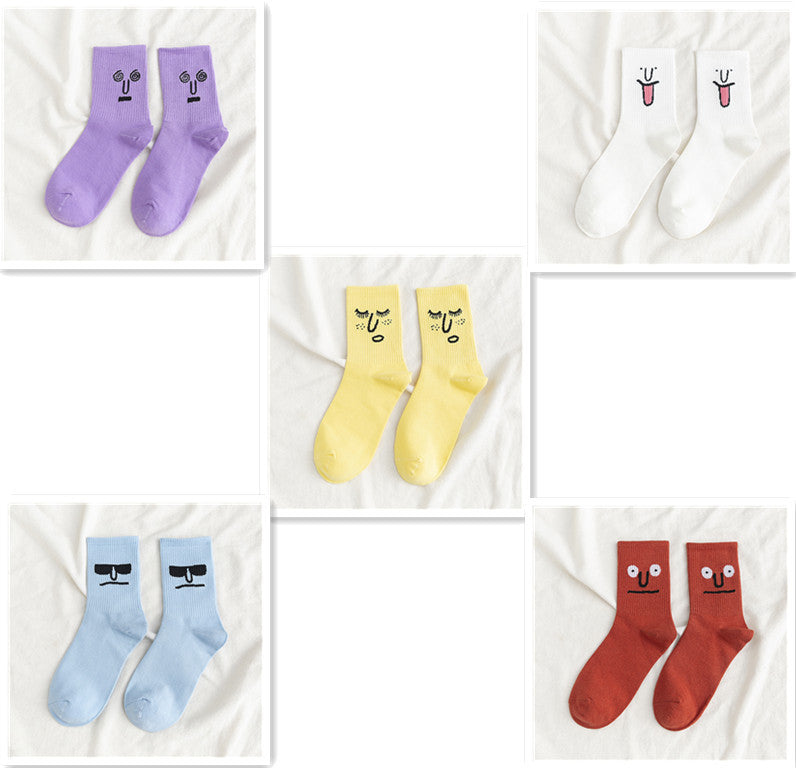 Funny expression jacquard socks