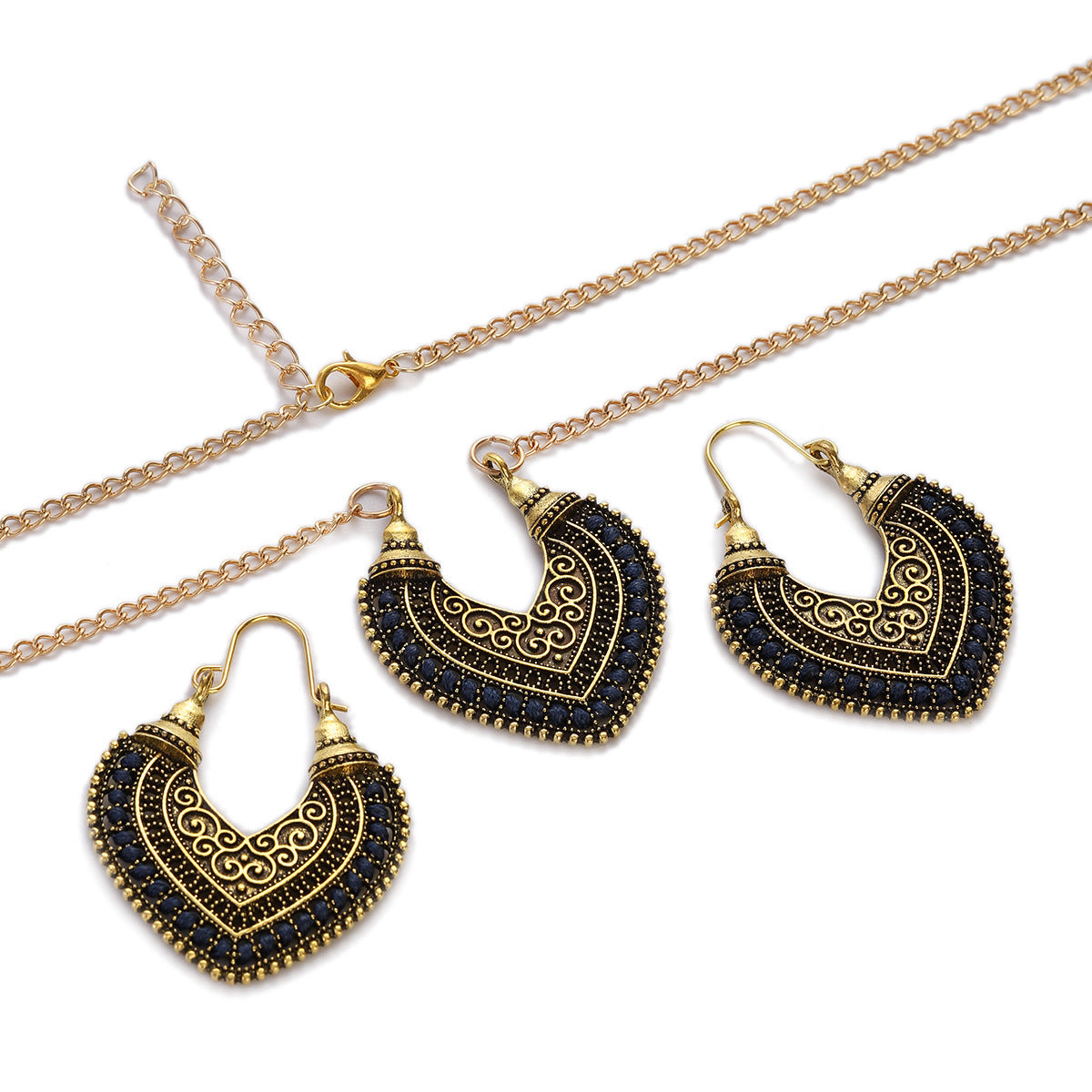 Colored Rope Winding Earrings Necklace Two-piece Set - Stylish & Elegant