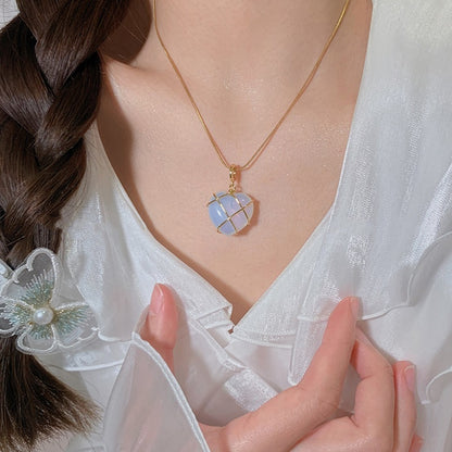 Collier en pierre de lune à la mode, pour princesse de dessin animé, amour fille, bijoux fantaisie