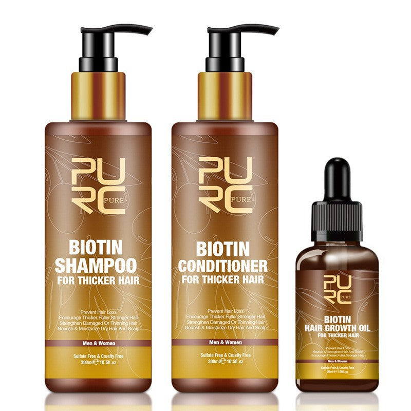 PURC Hårvård Ginger Biotin Tredelad Schampo Balsam Reparation Torr Och Frizz eterisk olja