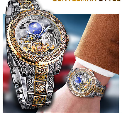 Forsining squelette sculpté Tourbillon montres mécaniques montre-bracelet de luxe pour hommes