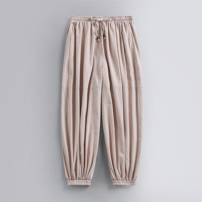 Ankle Banded Slacks Thin Breathable Cotton And Linen