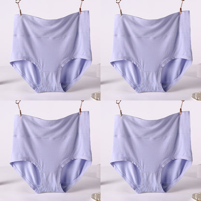 Women Underwear Soft Viscose Solid Color High Waist Panties 4pcs A Lot