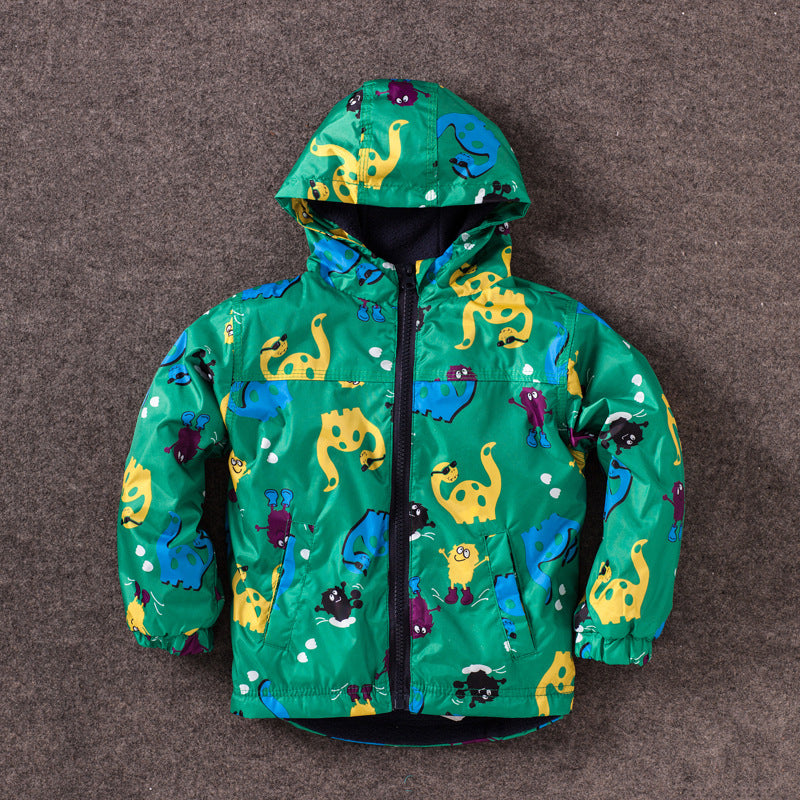 Veste à capuche pour enfants, jolie veste coupe-vent et imperméable en forme de dinosaure pour garçon