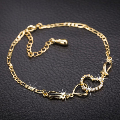 Bracelet de Cheville Femme Bohème Creux en Forme de Coeur