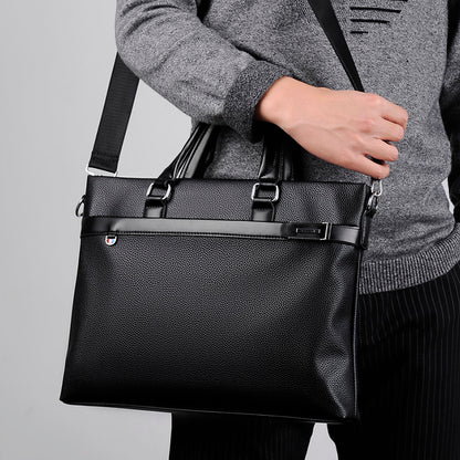 Sac à main d'affaires de grande capacité, mallette en cuir souple pour hommes