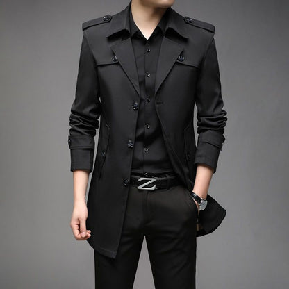 Windbreaker Mid-length Casual Jacket Slim Business Men's Suit Jacket