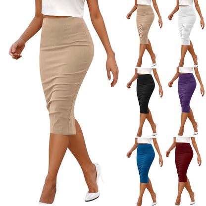 Professional High Waist Sheath Mori Style Pleated Skirt - Acetate Fiber (5 Colors, XS-XXL, Street Fashion)
