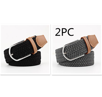 Women's Canvas Student Casual Stretch Braided Needle Buckle Belt - Youthful Confidence