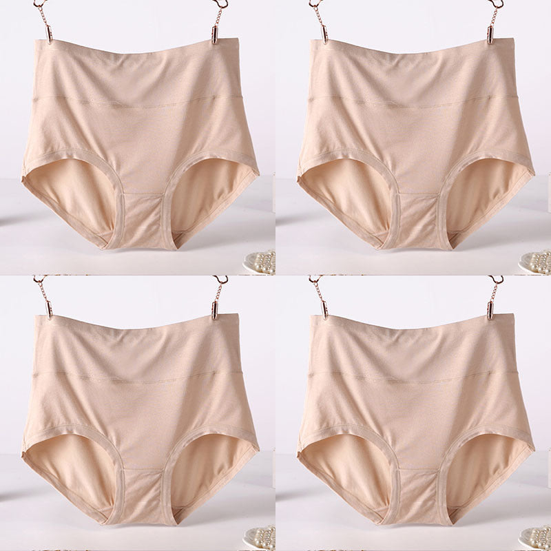 Women Underwear Soft Viscose Solid Color High Waist Panties 4pcs A Lot