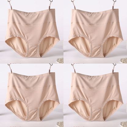 Women Underwear Soft Viscose Solid Color High Waist Panties 4pcs A Lot