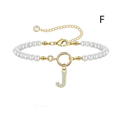 2024 Nytt Mode Toggle Lock Initial Armband Kvinnor AZ Bokstav Hänge 6mm Pärlarmband För Kvinnor Smycken Gåva