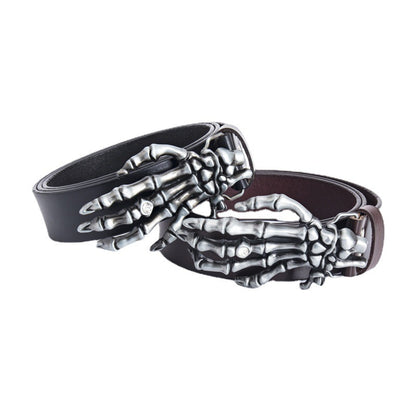 Men's Leather Belt Skull Big Head Claw Outdoor Rider - Rebellious Adventure