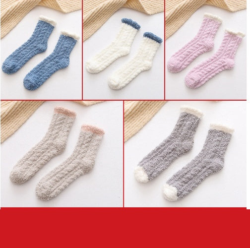 Chaussettes thermiques moelleuses pour femmes, chaussettes chaudes d'automne et d'hiver