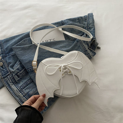 Heart Shape Bag Strap Design Bat Wings One Shoulder Crossbody Bag